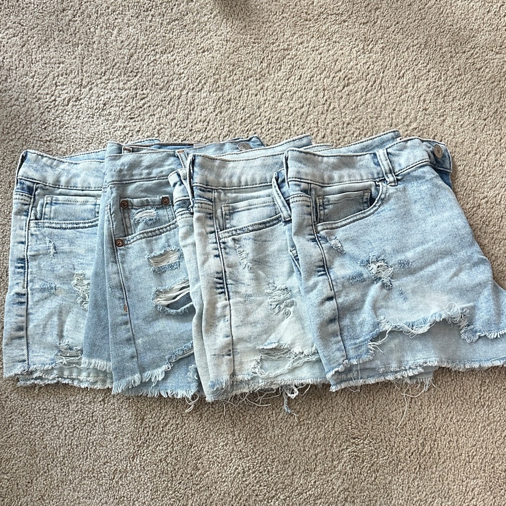 (4) Distressed Light Blue Jean Shorts Bundle
